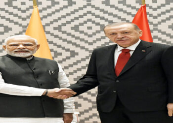 Prime Minister Narendra Modi meets with Turkish President Recep Tayyip Erdogan