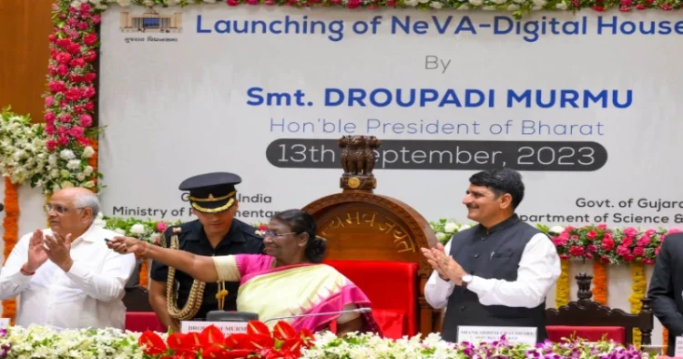 President Droupadi Murmu, launching of National e-Vidhan Application (NeVA) Digital House project of the Gujarat legislative assembly