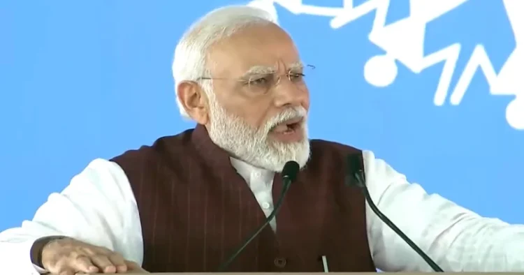 Prime Minister Narendra Modi addressing the public in Madhya Pradesh