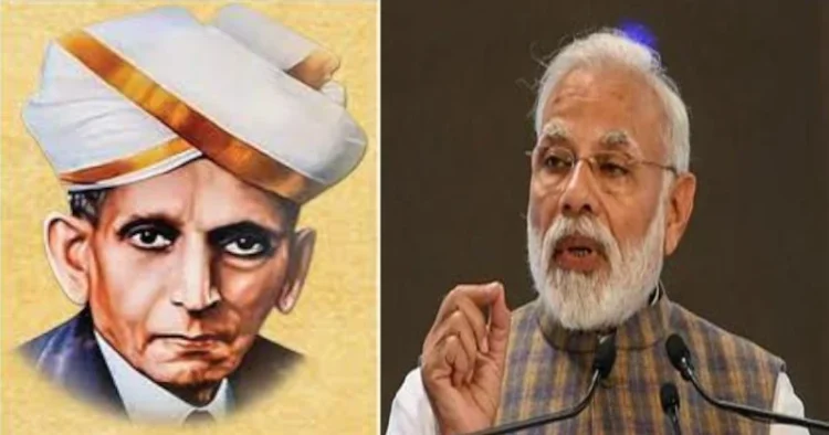 M Visvesvaraya (Left), Prime Minister Narendra Modi (Right)