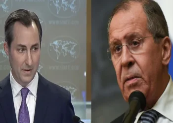 US State Department spokesperson Matt Miller (Right), Russian Foreign Minister Sergey Lavrov (Left)