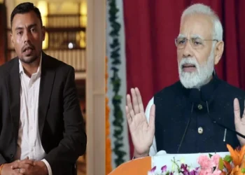 Former Pakistani Hindu cricketer Danish Kaneria (Left), Prime Minister Narendra Modi (Right)