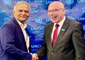 MEA Secretary (West), Sanjay Verma (Left), Under-Secretary-General of UNOCT Vladimir Voronkov (Right)