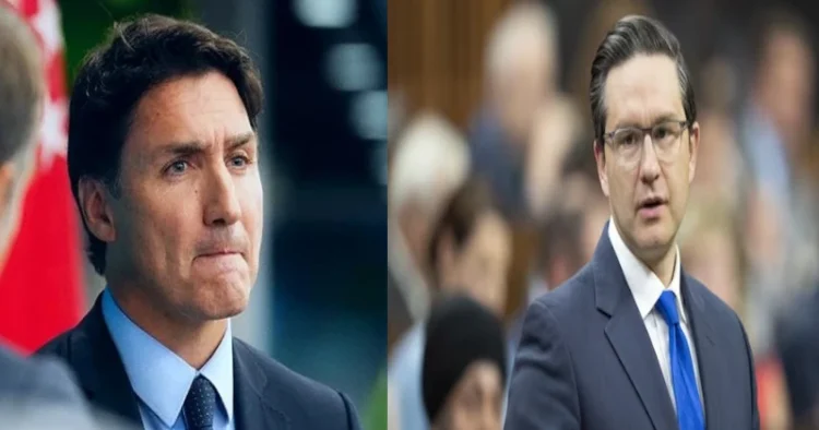 Canadian PM Justin Trudeau (Left), Opposition Conservative Party leader Pierre Poilievre (Right)