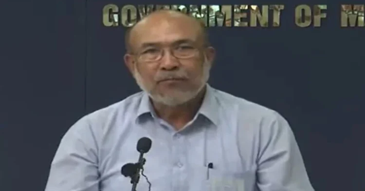 Manipur Chief Minister N Biren Singh, addressing the Press Conference