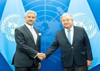 External Affairs Minister S Jaishankar (Left) with UN Secretary-General Antonio Guterres (Right)