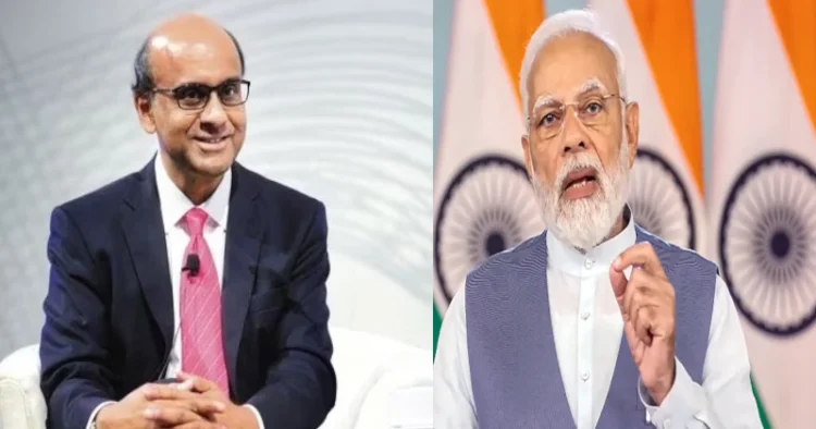 Tharman Shanmugaratnam (Left), Prime Minister Narendra Modi (Right)