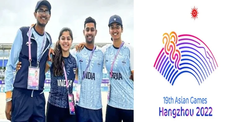 Indian team of Anush Agarwalla, Hriday Vipul, Divyakriti and Sudipti Hajela at 19th Asian Games, Hangzhou
