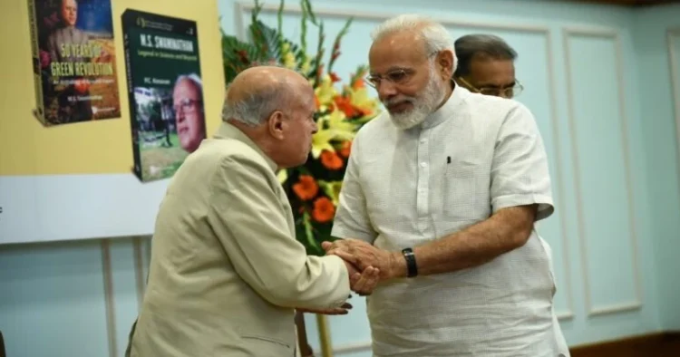 Prime Minister Narendra Modi with MS Swaminathan