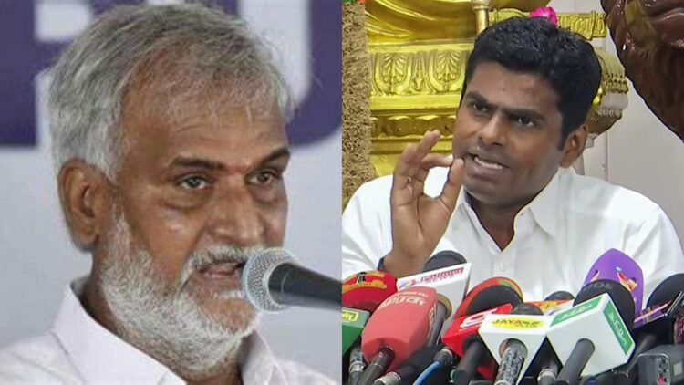 (Left) DMK Leader Seekar Babu (Right) TN BJP Chief K Annamalayi