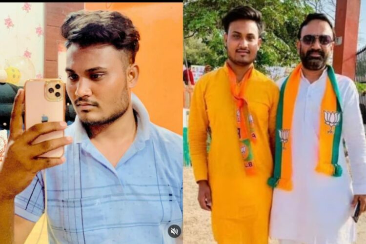 Accused Sahil Khan who posed as Divyanshu Agarwal (L). He has posted pictures with several BJP leaders (R) (Twitter)