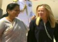 Union Minister of State for Agriculture and Farmers' Welfare Shobha Karandlaje and Italian Prime Minister Giorgia Meloni