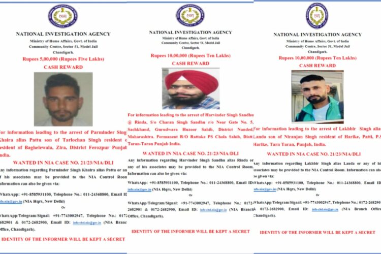 Details of the Khalistani supporters as issued by NIA (X)