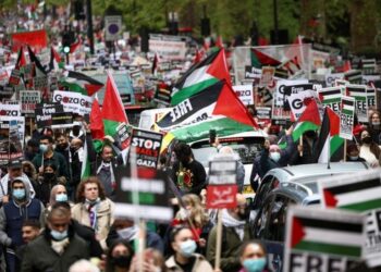Pro-Palestine supporters in the streets of London (BBC)