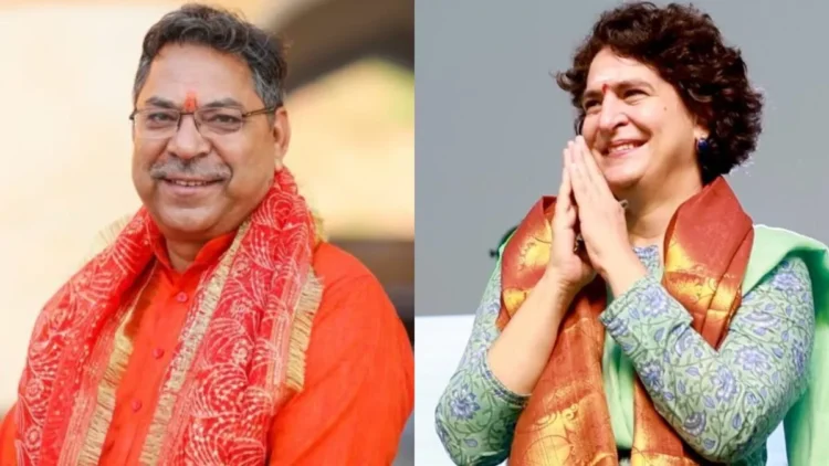 BJP leader Satish Poonia (L) and Congress General Secretary Priyanka Gandhi Vadra (R) (Jagran)