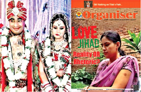 Tara and Rakibul at their wedding (L) and cover of ‘Organiser Weekly’ in September 2014 (R)