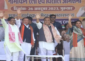 Assam CM Himanta Biswa Sarma at an election rally in Chhattisgarh