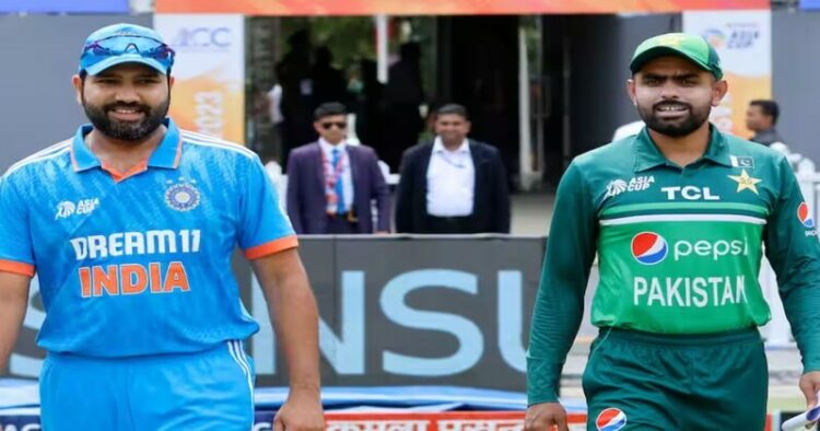 (Left) Indian Cricket Team Captain Rohit Sharma (Right) Pakistan Cricket Team Captain Babar Azam