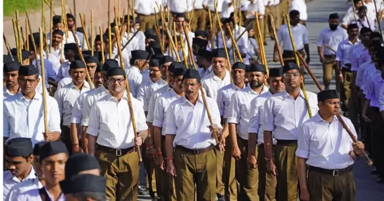 RSS members taking part in the route march