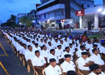 Puducherry unit of RSS assembled after a rally on October 29