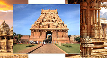 Kandariya Mahadeva temple at Khajuraho, Madhya Pradesh and Brihadeeswar Temple at Thanjavur, Tamil Nadu and Stone Chariot in Hampi, Karnataka