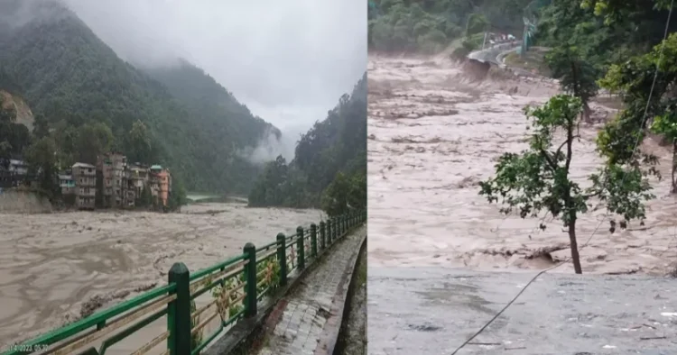 Images of cloudburst effected areas, triggering flashfloods in Sikkim