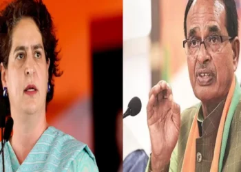 Congress General Secretary Priyanka Gandhi (Left), Madhya Pradesh Chief Minister Shivraj Singh Chouhan (Right)