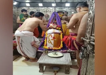 Special puja being performed at Mahakaleshwar temple, Ujjain