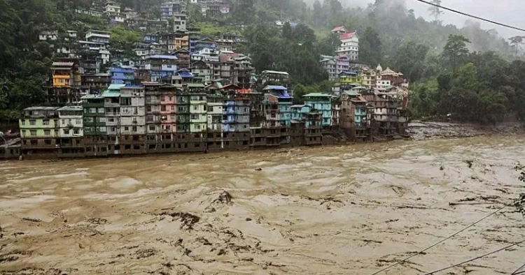 Flooded Teesta River in North Sikkim