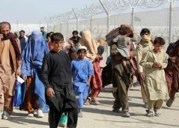 Afghan Refugees walk inside a fenced corridor as they enter Pakistan at the Pakistan-Afghanistan border (Source: Dawn)