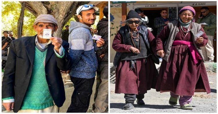 Voters during the LHDAC elections in Kargil