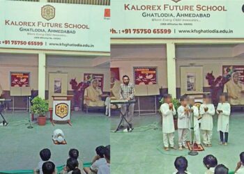 Hindu student offering Namaz (left) and students singing Islamic prayer 'Lab pe aai hai dua..' with their hands in posture like offering Namaz at the school (X)