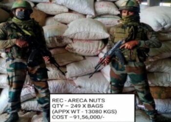 Assam Rifles with smuggled areca nuts