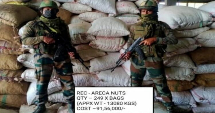 Assam Rifles with smuggled areca nuts
