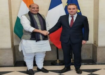 Union Defence Minister Rajnath Singh and French Armed Forces Minister Sebastien Lecornu