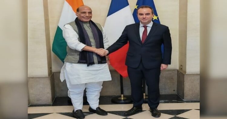 Union Defence Minister Rajnath Singh and French Armed Forces Minister Sebastien Lecornu