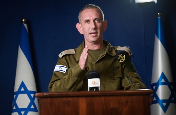 IDF Spokesperson Daniel Hagari gives a statement to the media in Tel Aviv