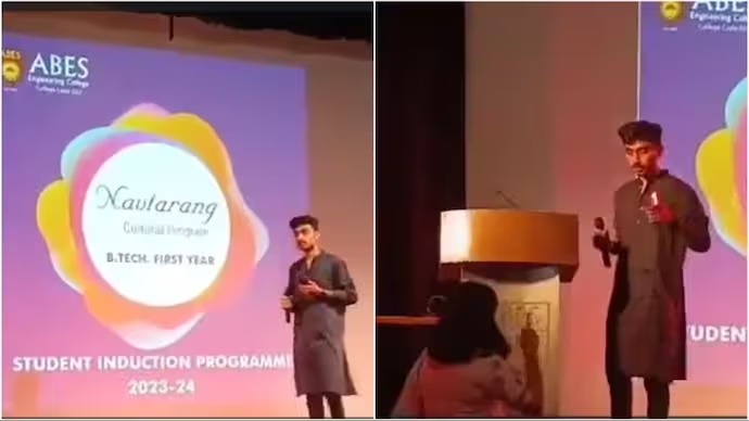 Ghaziabad college student asked to get off stage after he chants 'Jai Shri Ram' (Video screengrab India Today)
