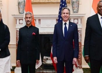 Defence Minister Rajnath Singh, External Affairs Minister S Jaishankar, Secretary of State Antony Blinken and US Secretary of Defence Lloyd J Austin