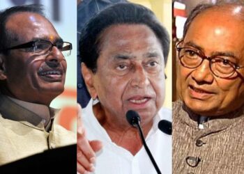 Chief Minister Shivraj Singh Chouhan and former  CM's Kamal Nath and Digvijay Singh (From left to right, The Print)