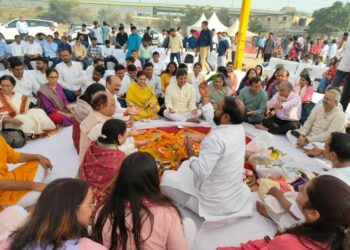 69th ABVP National Convention: Bhumi Pujan held at DDA ground, Burari, New Delhi in the presence of prominent leaders and functionaries