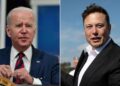 Left: US President Joe Biden, Right Tesla Chief Elon Musk