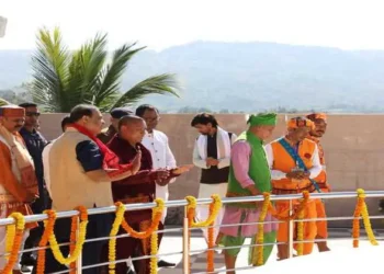 Assam Chief Minister Himanta Biswa Sarma at the Lokhimon Ashram in Dolamara
