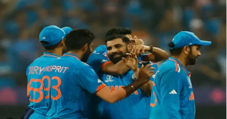 Indian Cricket Team celebrates win over New Zealand in the ICC Cricket World Cup 2023 semi-final