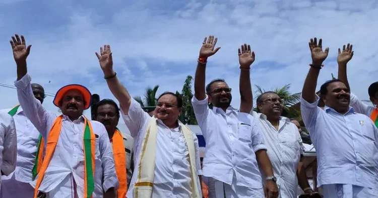 BJP National President JP Nadda with satte leaders of Kerala