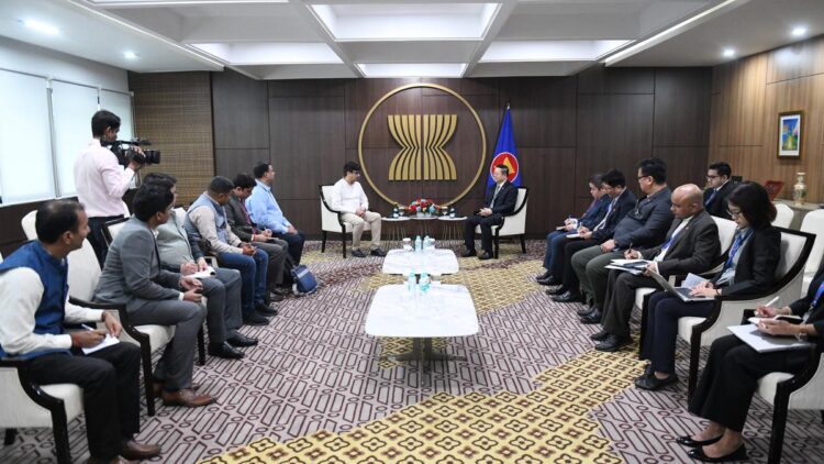 ASEAN Secretary General Kao Kim Hourn during an interaction with Indian media regarding ASEAN development in Jakarta, Indonesia