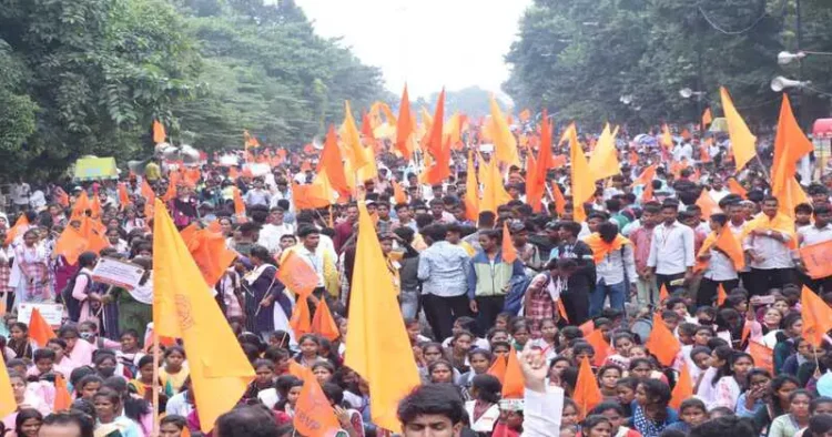 ABVP take out rally against Odisha government over anti-youth policies