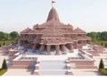 (Left) Representative Image of Ram Mandir  (Right) VHP's Vinod Bansal