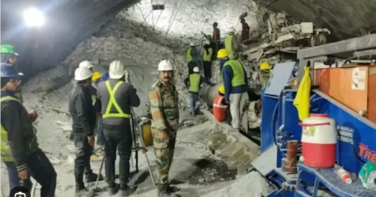 Rescue operation being undertaken at Uttarkashi Tunnel Collapse Site