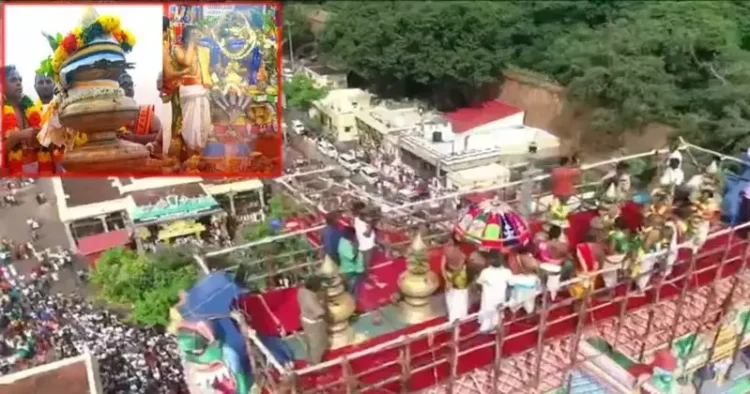 Devotees take part in the consecration of Madurai Azhagar temple